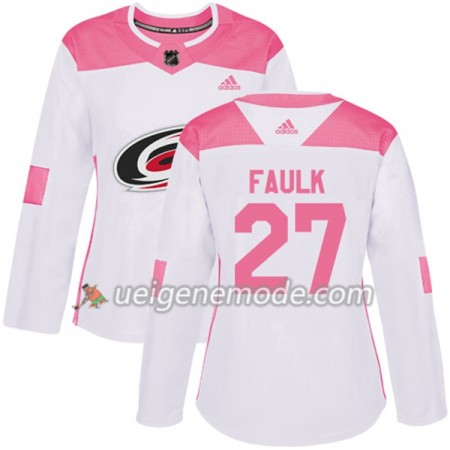 Dame Eishockey Carolina Hurricanes Trikot Justin Faulk 27 Adidas 2017-2018 Weiß Pink Fashion Authentic
